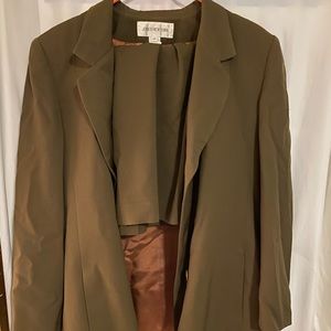 Olive Green Power Suit with Skirt